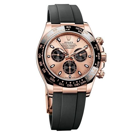 rolex daytona black rose gold rubber strap replica|rolex daytona with rubber band.